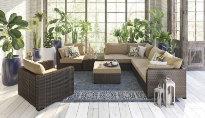Picture of Spring Ridge Patio Corner Chair, Table & Ottoman