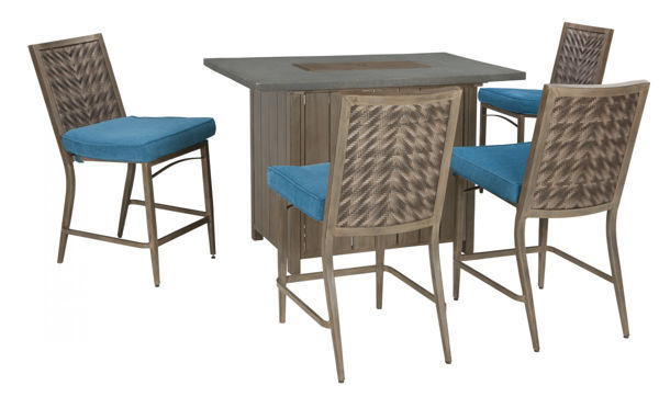 Picture of Partanna Patio Bar Height Fire Pit & 4 Stools