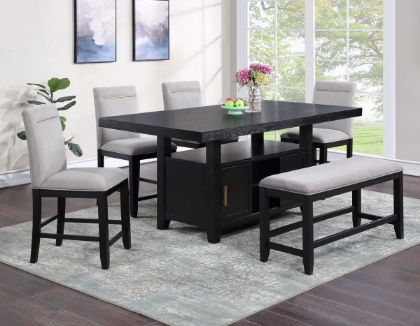 Picture of Yves Counter Height Dining Table, 4 Stools & Bench